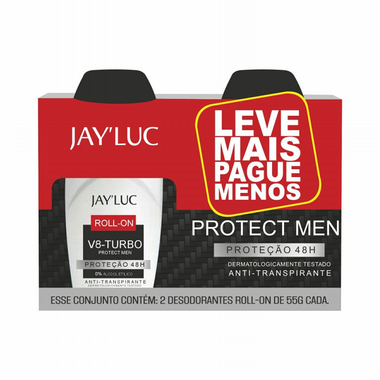 Kit Pack Promocional Desodorante Roll on JayLuc 55 g V8 - Turbo com 2 unid