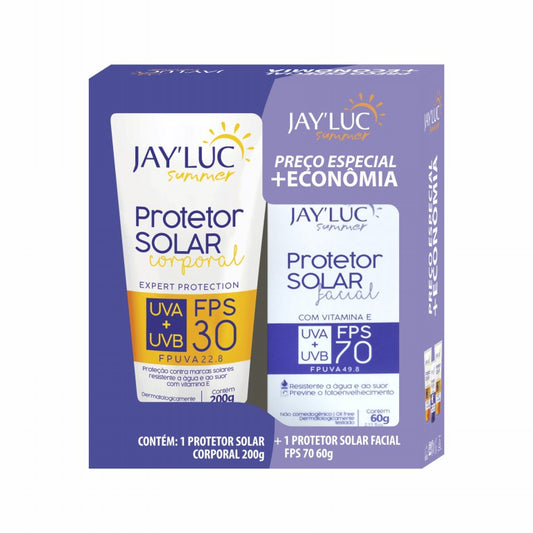 Kit JayLuc Summer Protetor Fps30 200g + Protetor Facial Fps70 C/ Vitamina E