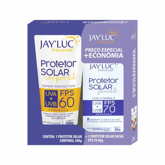 Kit JayLuc Summer Protetor Fps60 200g + Protetor Facial Fps70 C/ Vitamina E