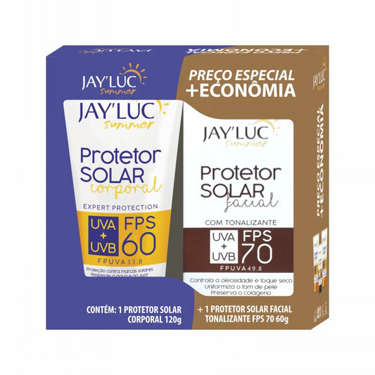 Kit JayLuc Summer Protetor Fps60 120g + Protetor Facial Fps70 C/ Tonalizante