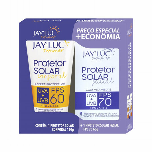 Kit JayLuc Summer Protetor Fps60 120g + Protetor Facial Fps70 C/ Vitamina E