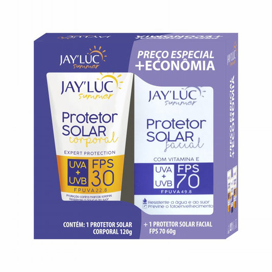 Kit JayLuc Summer Protetor Fps30 120g + Protetor Facial Fps70 C/ Vitamina E